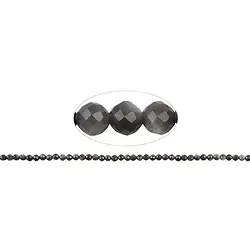 142870101620 String Beads, Obsidian (silver luster obsidian), 04mm, faceted | Marco Schreier