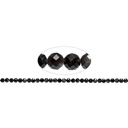 142870101720 String Beads, Obsidian (silver luster obsidian), 06mm, faceted | Marco Schreier