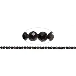 142870101720 String Beads, Obsidian (silver luster obsidian), 06mm, faceted | Marco Schreier