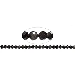 142870101820 String Beads, Obsidian (silver luster obsidian), 08mm, faceted | Marco Schreier