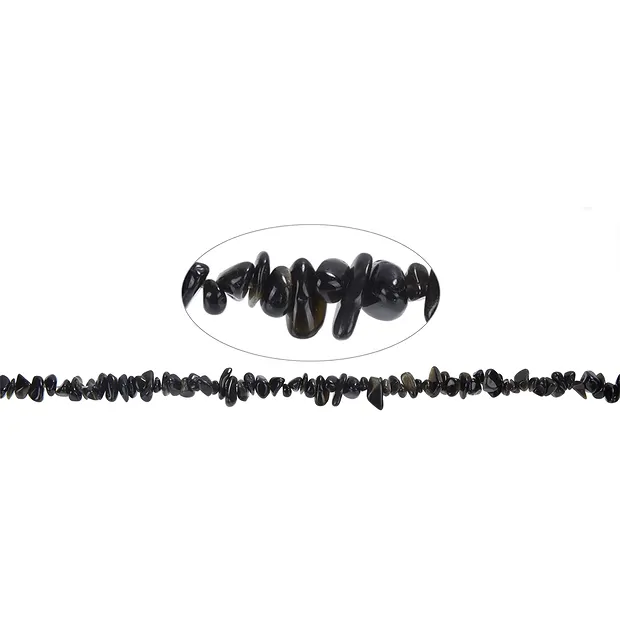Strand of nuggets, Obsidian (silver luster obsidian), 05 - 08mm, 80cm | Marco Schreier