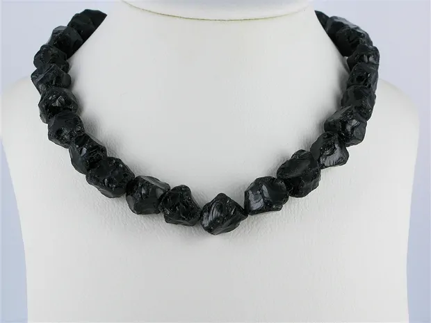 Rang de colliers Nuggets, Obsidienne (noire), brut, 12 - 17mm | Marco Schreier