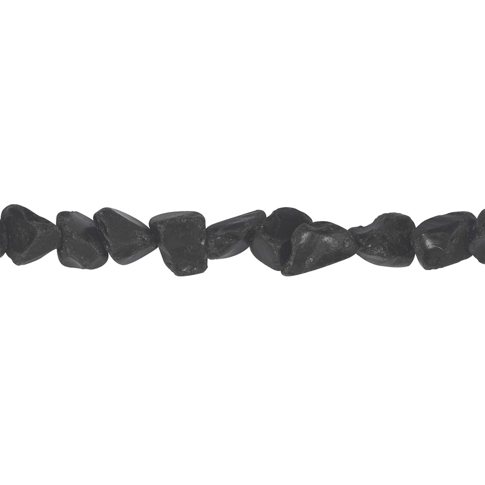 Rang de colliers Nuggets, Obsidienne (noire), brut, 10 - 12mm (39cm) | Marco Schreier