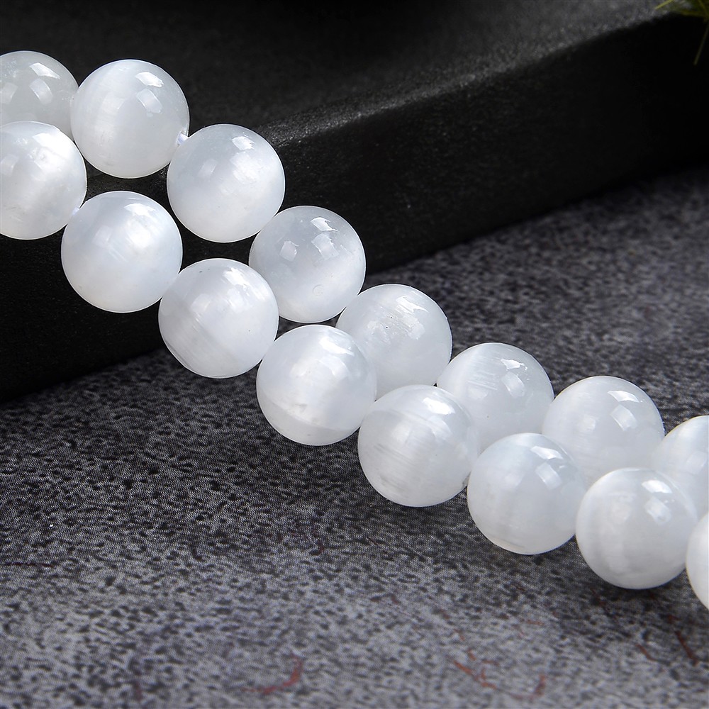 Cuentas de piedras preciosas, selenita, 04mm | Marco Schreier