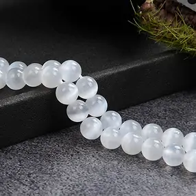 Strang Kugeln, Selenit, 06mm | Mineralienhandel Edelsteine, Heilsteine & Schmuck