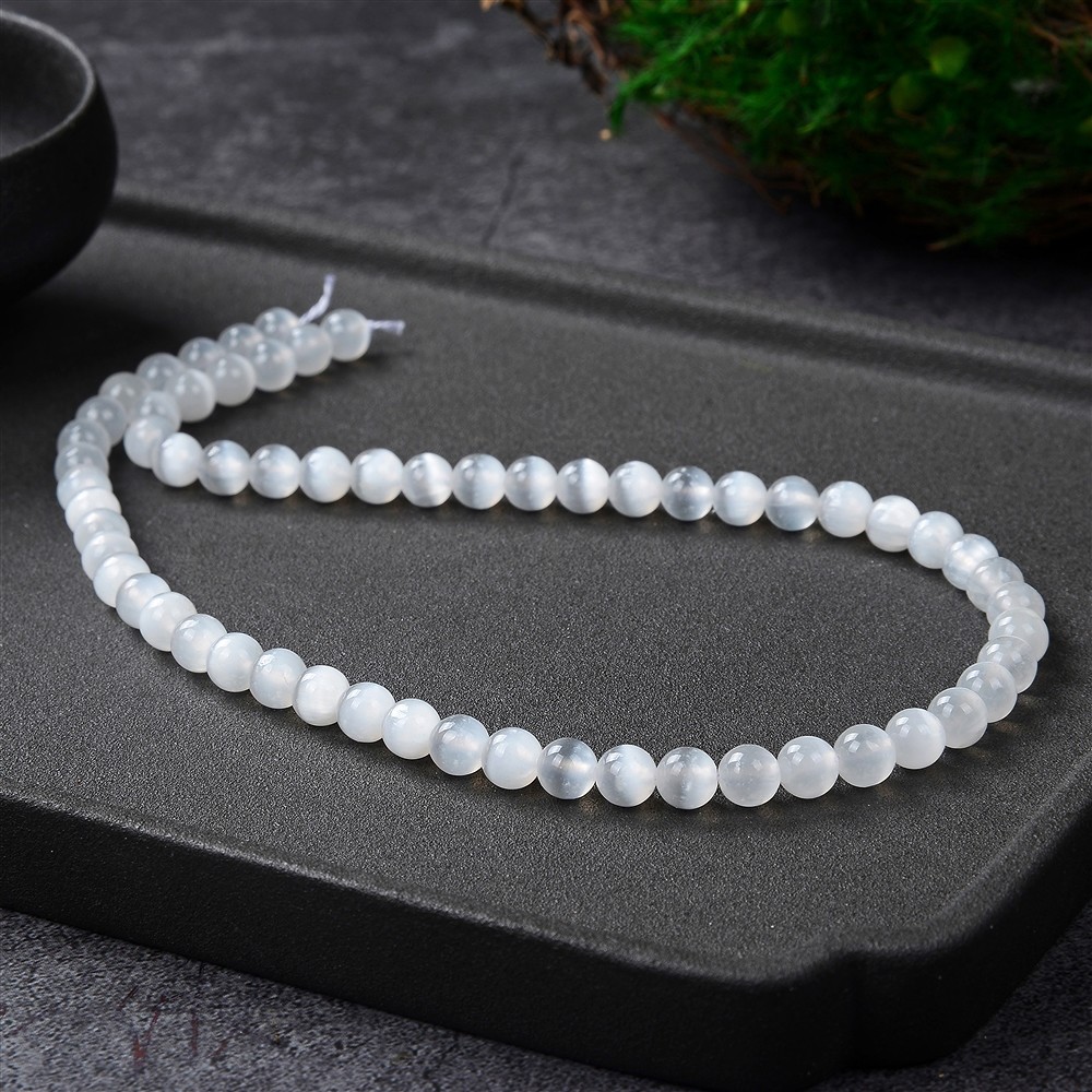 Filo di perline, selenite, 06 mm | Gemme Schreier, pietre curative e gioielli