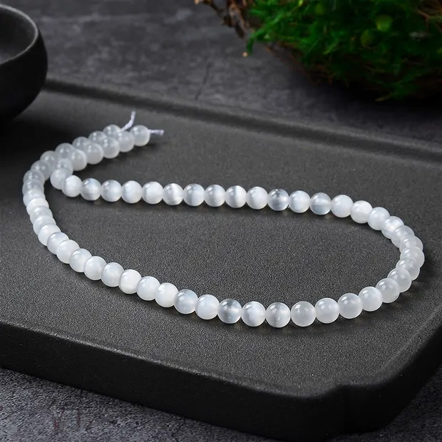 Strang Kugeln, Selenit, 06mm | Mineralienhandel Edelsteine, Heilsteine & Schmuck