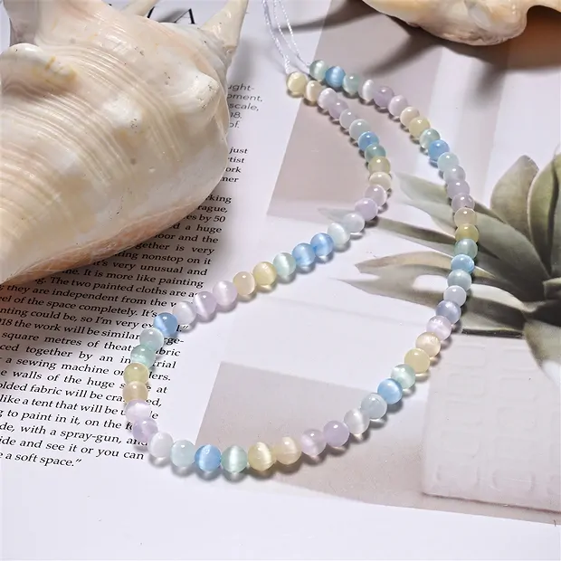 Fili di sfere, selenite (colorate), 06 mm | grossista gemme e pietre curative