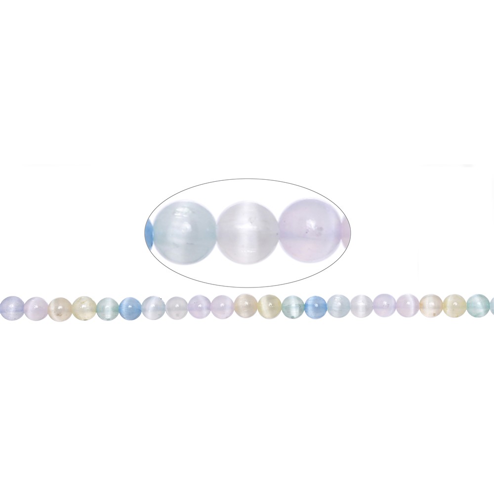 Fili di sfere, selenite (colorate), 06 mm | grossista gemme e pietre curative