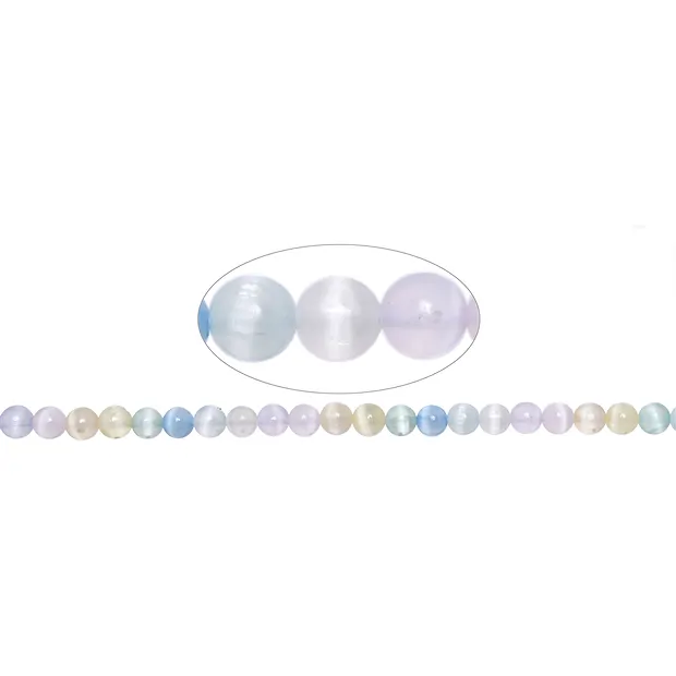 Fili di sfere, selenite (colorate), 06 mm | grossista gemme e pietre curative