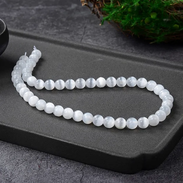 String Beads, Selenite, 08mm | wholesale supplier gems, healing stones & jewelry