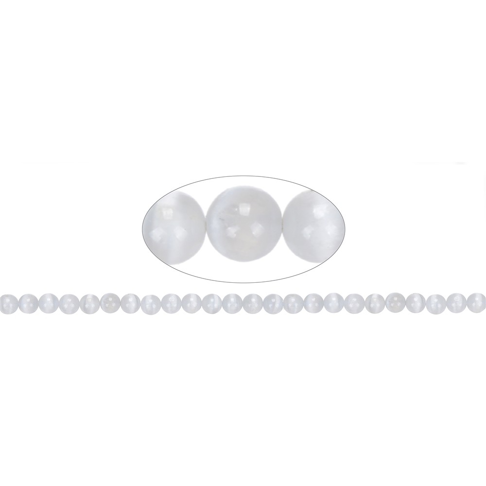 Rang de collier boules, sélénite, 08mm | Marco Schreier