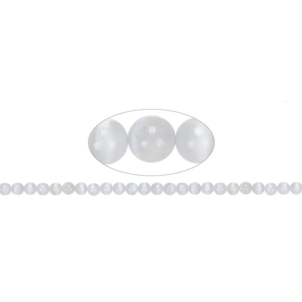 Strang Kugeln, Selenit, 08mm | Mineralienhandel Edelsteine, Heilsteine & Schmuck