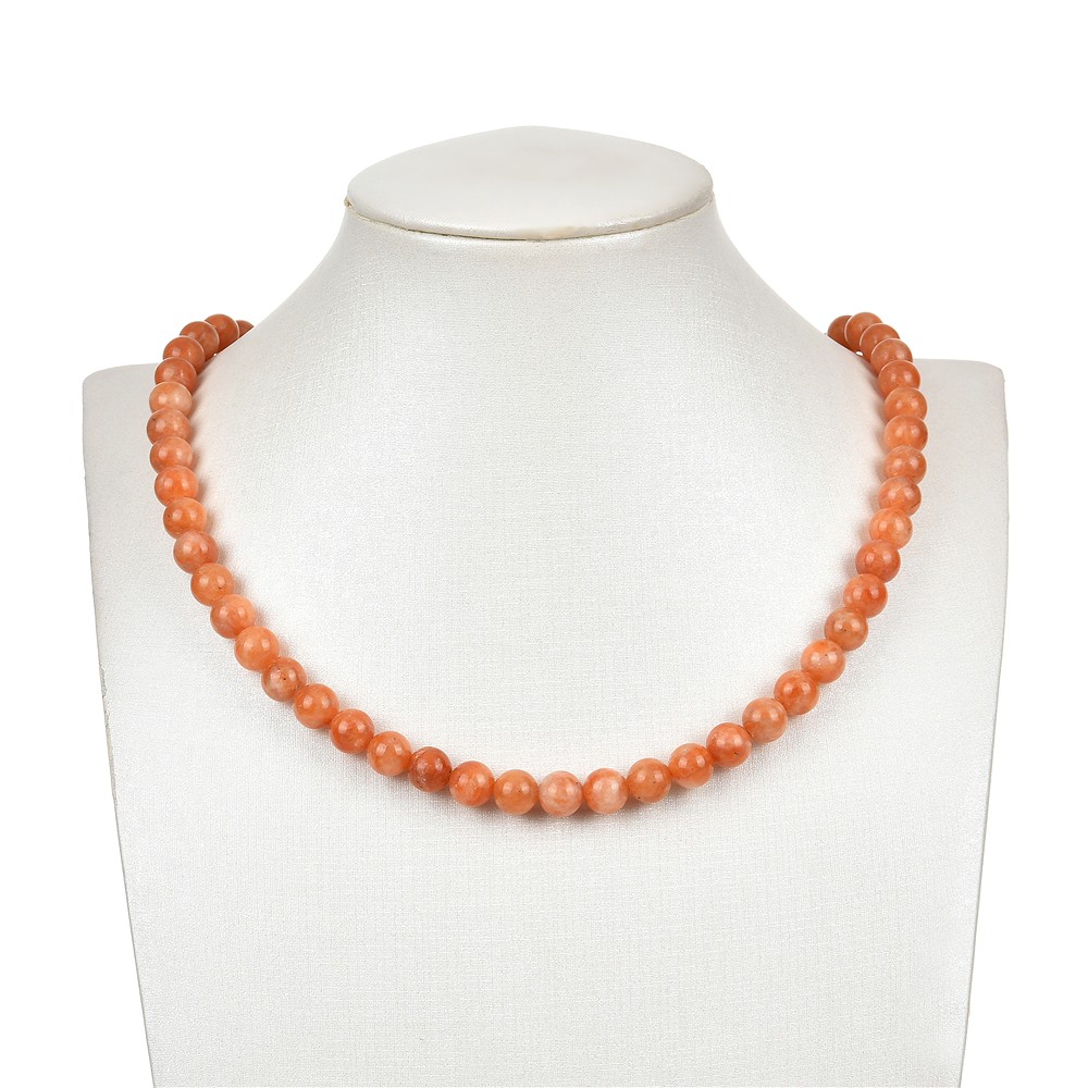Rang de collier boules, Calcite (rouge-orange), 08mm (39cm) | Marco Schreier