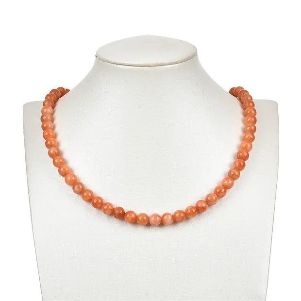 Rang de collier boules, Calcite (rouge-orange), 08mm (39cm) | Marco Schreier
