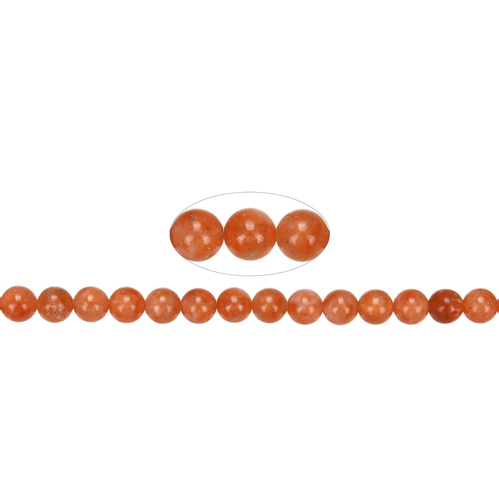 Rang de collier boules, Calcite (rouge-orange), 08mm (39cm) | Marco Schreier