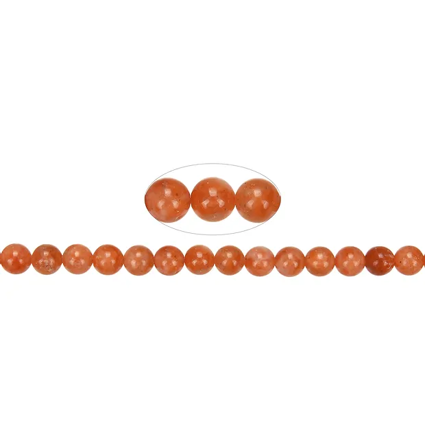 Rang de collier boules, Calcite (rouge-orange), 08mm (39cm) | Marco Schreier