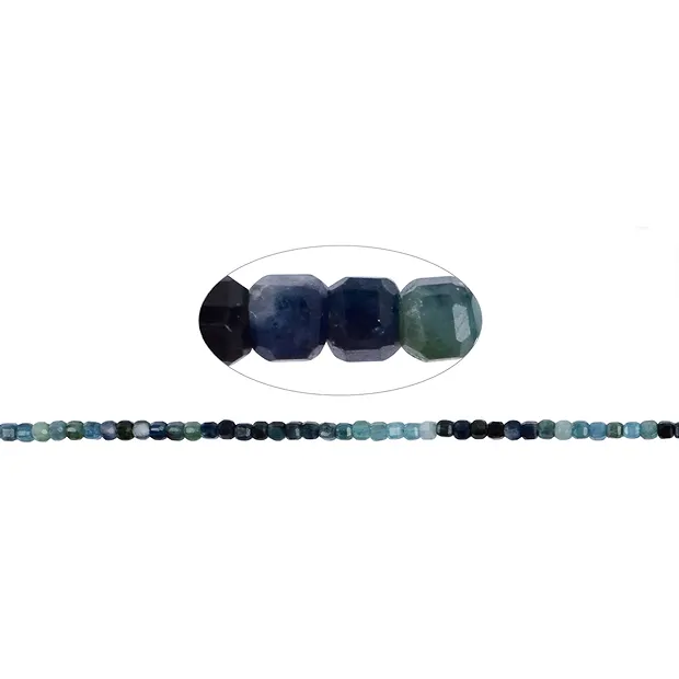 Stringed beads, Tourmaline (blue), 02mm, faceted | Marco Schreier