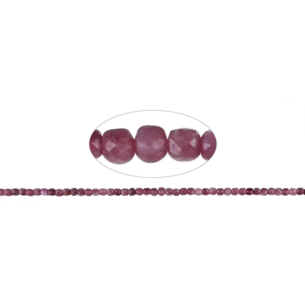 Strand cube, tourmaline (pink), faceted, 04mm | wholesaler gems & healing stones