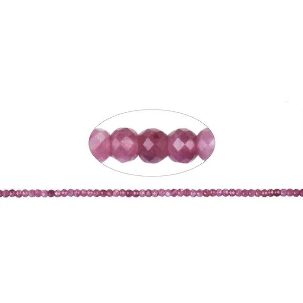 Button strand, rubellite A, faceted, 02 x 03mm (39cm) | Marco Schreier