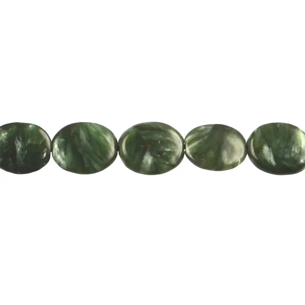 Strang Oval flach, Serafinit, 10 x 08mm | GH Edelsteine, Heilsteine & Schmuck