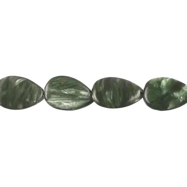 Strang Tropfen flach, Serafinit, 11 x 08mm | GH Edelsteine, Heilsteine & Schmuck