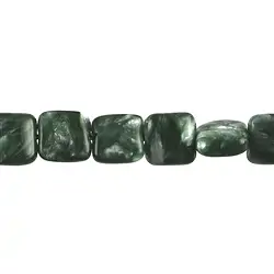 143031426620 Rangs de colliers carrés plats, séraphinite, 06 x 06mm | Marco Schreier