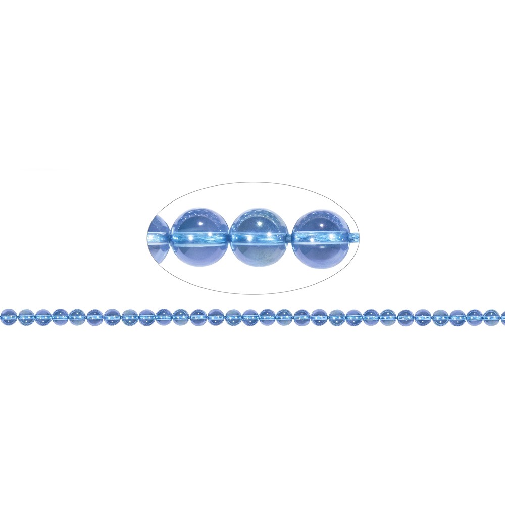 Rang de collier boules, quartz coloré (teinte "aqua aura") , 06mm | Marco Schreier
