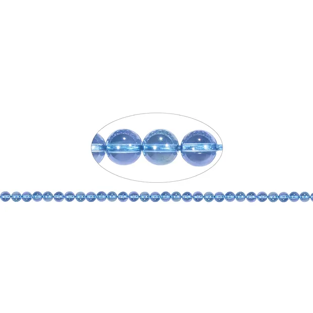 Rang de collier boules, quartz coloré (teinte "aqua aura") , 06mm | Marco Schreier