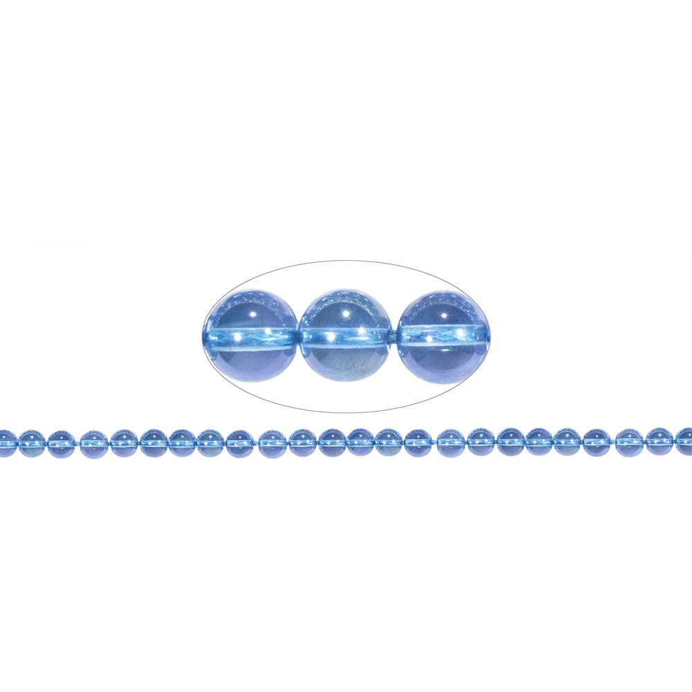 Cuentas de piedras preciosas, cuarzo coloreado (color "aqua aura"), 08mm | Marco Schreier