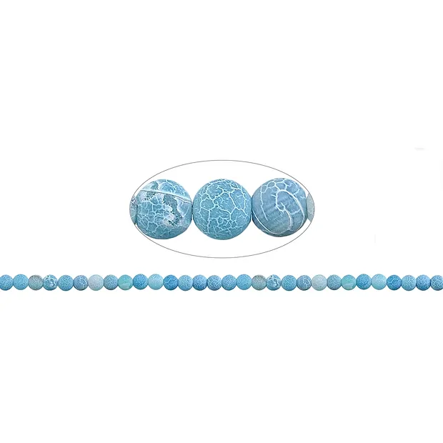 String Beads, Agate (Snakeskin Agate) blue (dyed), matt, 04mm (39cm) | Marco Schreier