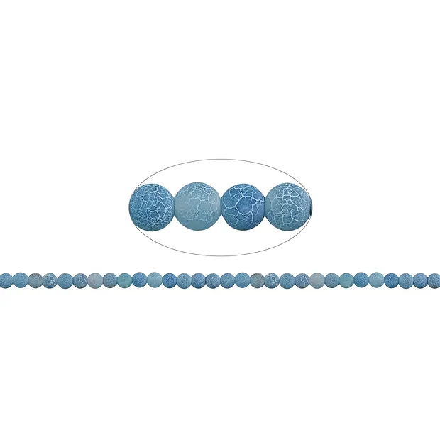 String Beads, Agate (Snakeskin Agate) blue (dyed), matt, 06mm | Marco Schreier