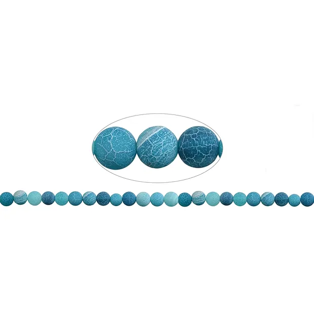 Rang de collier boules, agate serpentine bleue (teintée), mat, 08 mm | Marco Schreier