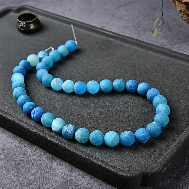 Rang de colliers boules, Agate (serpentine) bleue (teintée), mat, 10mm | Marco Schreier