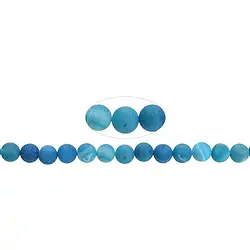 143190100912 Strang Kugeln, Achat (Schlangenachat) blau (gef.), matt, 10mm | Marco Schreier