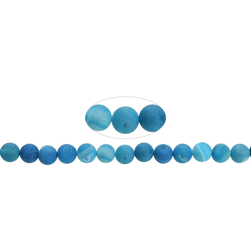 Filo di perline, Agata (agata serpente) blu (colorata), opaca, 10 mm | Marco Schreier