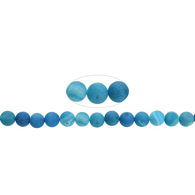 String Beads, Agate (Snakeskin Agate) blue (dyed), matt, 10mm | Marco Schreier