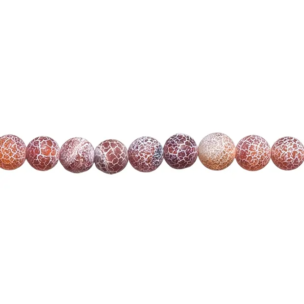 Cuentas de piedras preciosas, ágata serpentina roja (teñida), mate, 16 mm | Marco Schreier