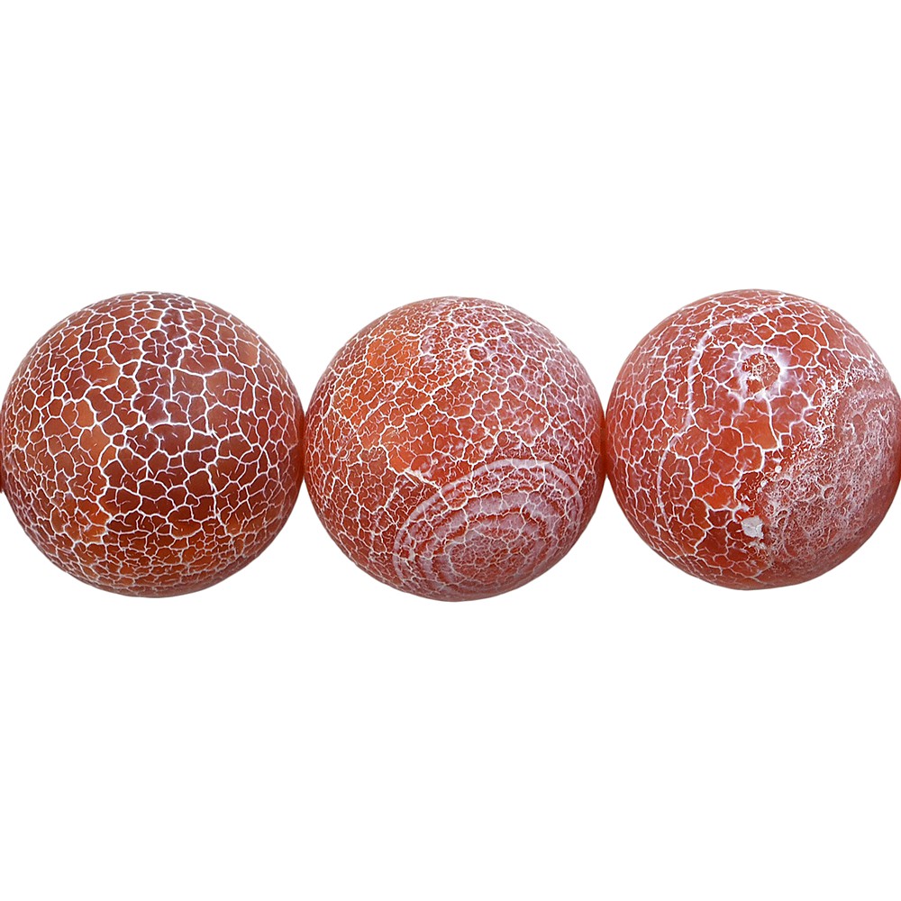 Filo di perline, agata (agata serpente) rossa (colorata), opaca, 18 mm | Marco Schreier