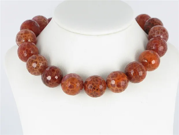 String Beads, Agate (Snakeskin Agate) red (dyed), faceted, 20mm | Marco Schreier