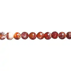 143190105920 Filo di perline, agata (agata serpente) rossa (colorata), sfaccettata, 12 mm | Marco Schreier