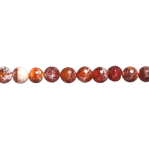 Strang Kugeln, Schlangenachat rot (gef.), facettiert, 12mm | Marco Schreier