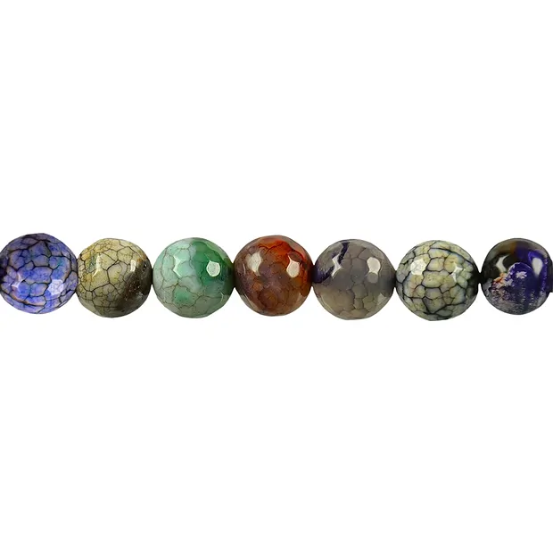 Strang Kugeln, Achat (Schlangenachat) bunt (gef.), facettiert, 10mm (37cm) | Marco Schreier