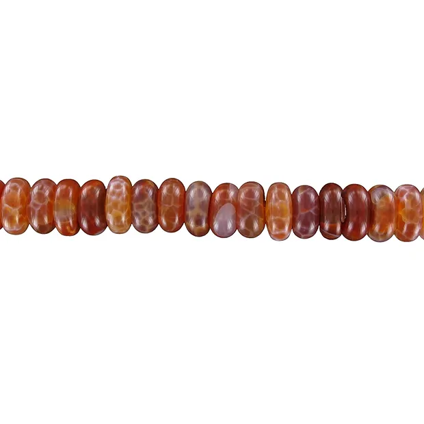 Button strand, Agate (Snakeskin Agate), red (dyed), 06 x 12mm | Marco Schreier