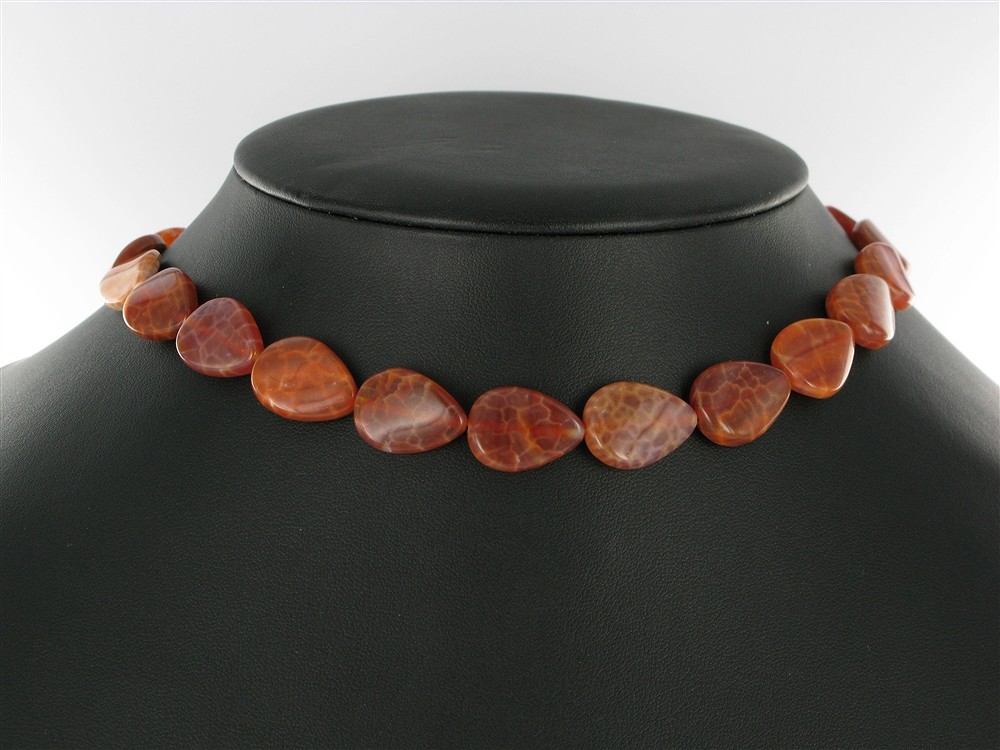 Strang Tropfen flach, Achat (Schlangenachat) rot (gef.), gedreht, 18 x 13mm | Marco Schreier