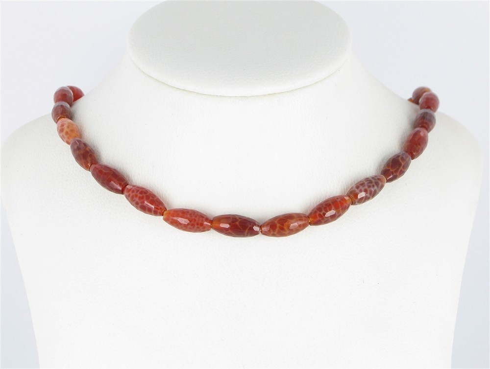 Strang Spindel, Achat (Schlangenachat) rot (gef.), 18 x 08mm | Marco Schreier