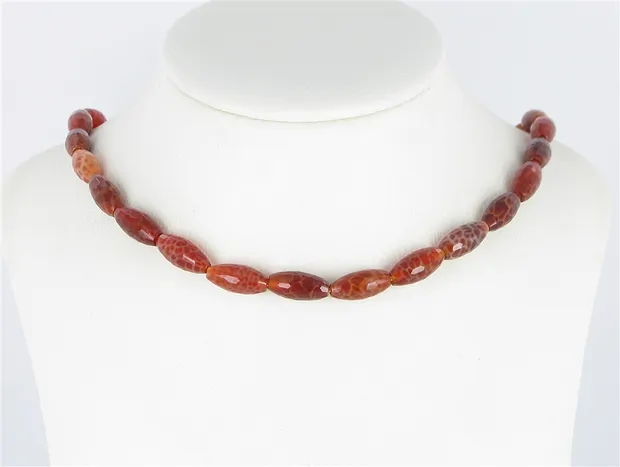 Varilla huso, Ágata (roseta de calcedonia) roja (teñido), 18 x 08mm | Marco Schreier