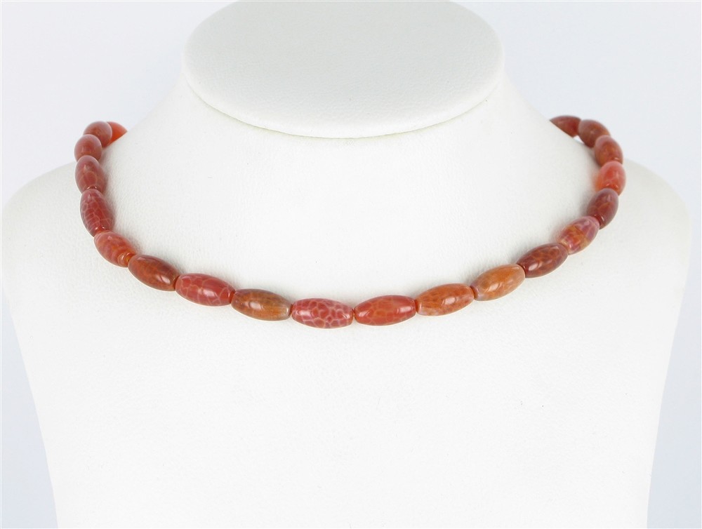 Varilla huso, Ágata (roseta de calcedonia) roja (teñido), 14 x 07mm | Marco Schreier