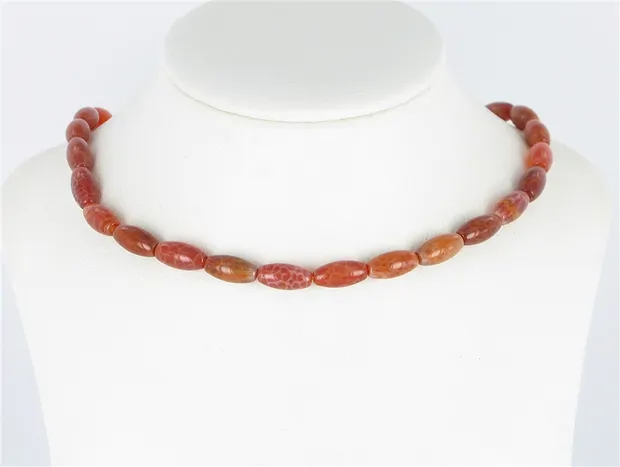 Hilo de huso, ágata serpentina roja (teñida), 14 x 07 mm | Marco Schreier