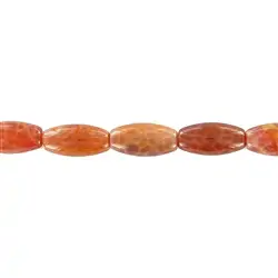 143190506420 Varilla huso, Ágata (roseta de calcedonia) roja (teñido), 14 x 07mm | Marco Schreier